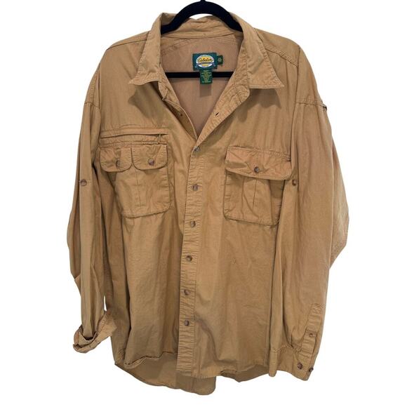 Cabela’s Outdoor 100% Cotton Button-Up Shirt - 2XL Tall, Tan - Picture 1 of 6